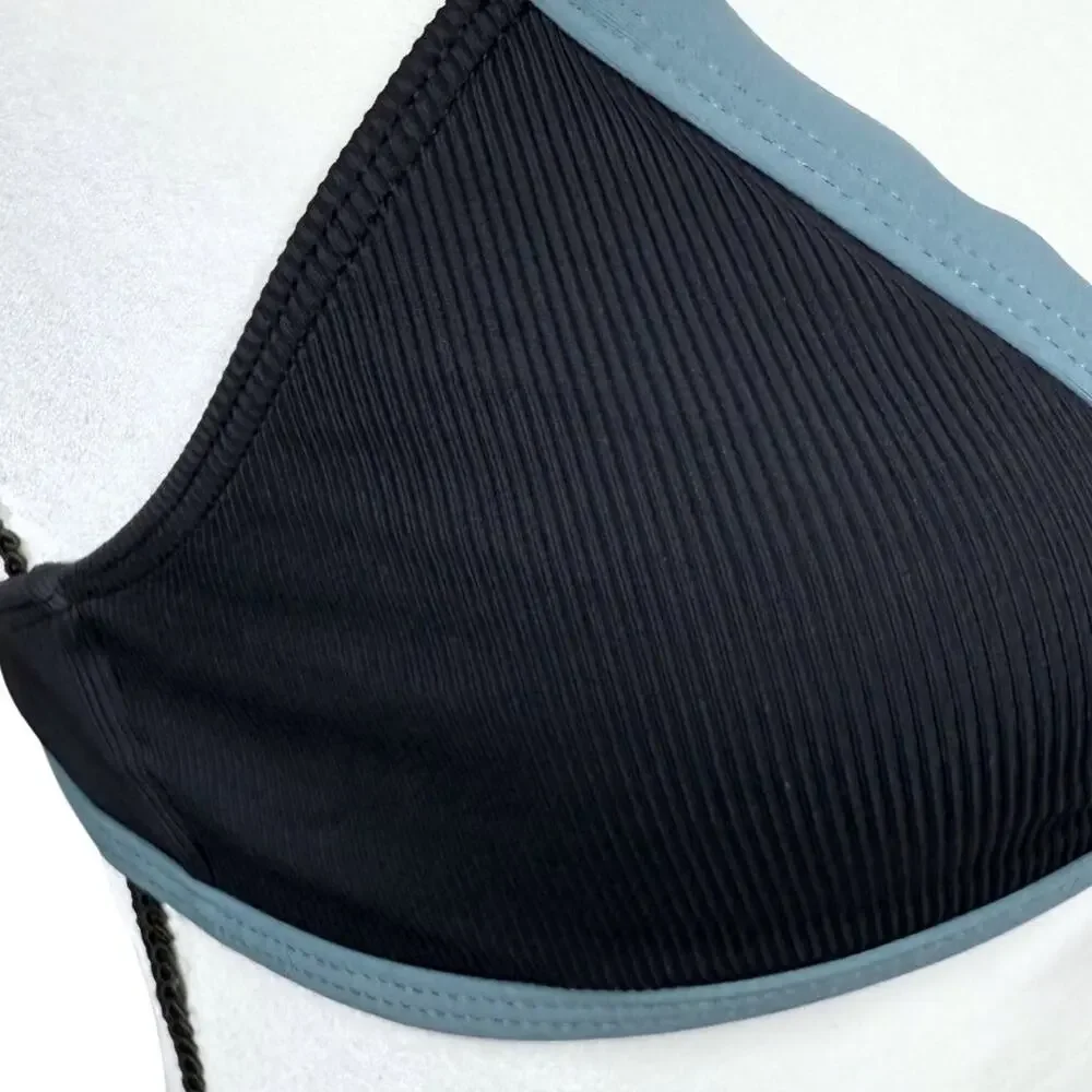 L Space Ribbed Farrah Triangle Bikini Top Size Medium Colorblock Beach Coastal